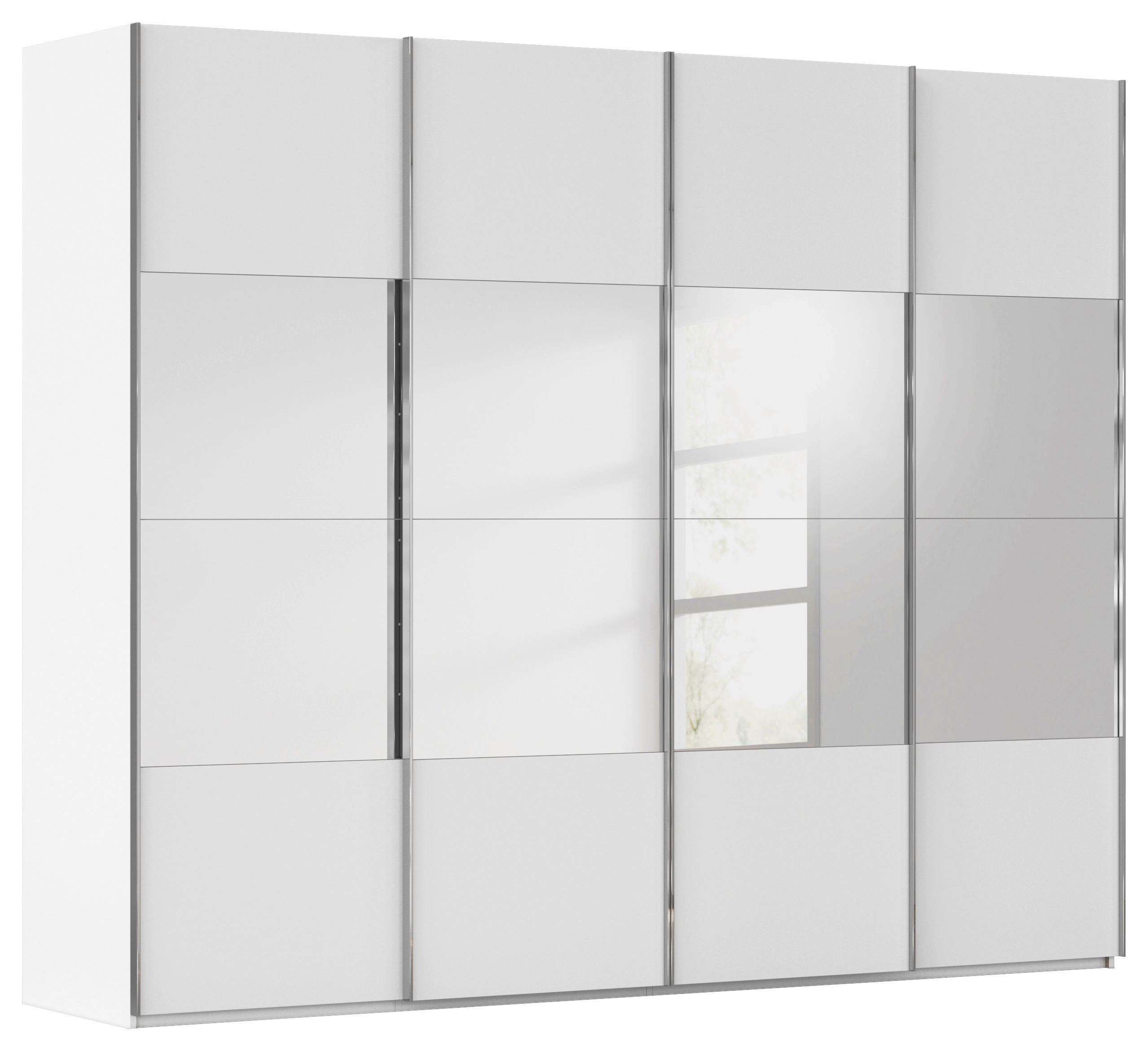 SCHWEBETÜRENSCHRANK 271/223/68 cm 4-türig Weiß  - Chromfarben/Weiß, Design, Holzwerkstoff/Metall (271/223/68cm) - Novel