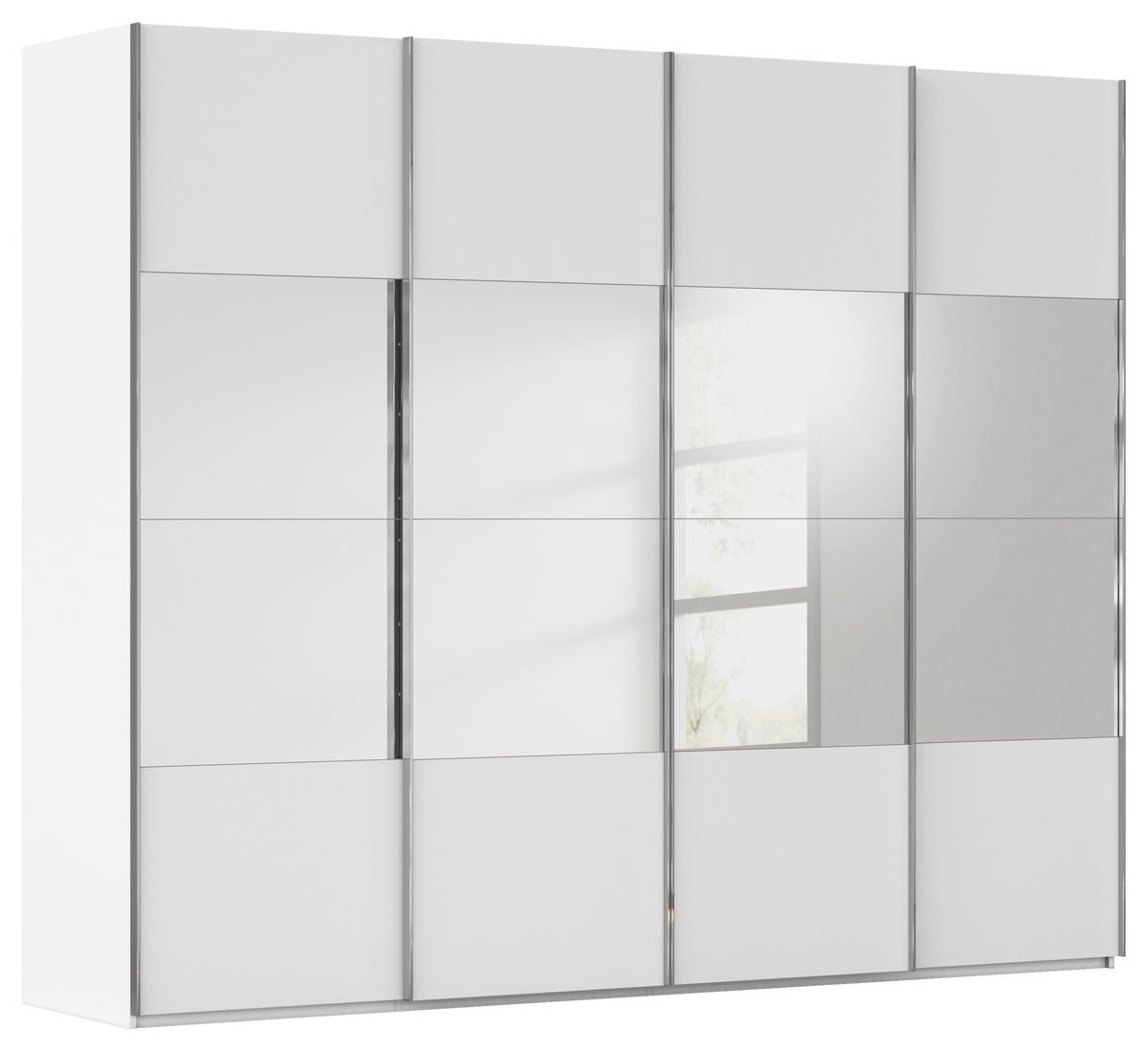 SCHWEBETÜRENSCHRANK 271/223/68 cm 4-türig Weiß  - Chromfarben/Weiß, Design, Holzwerkstoff/Metall (271/223/68cm) - Novel