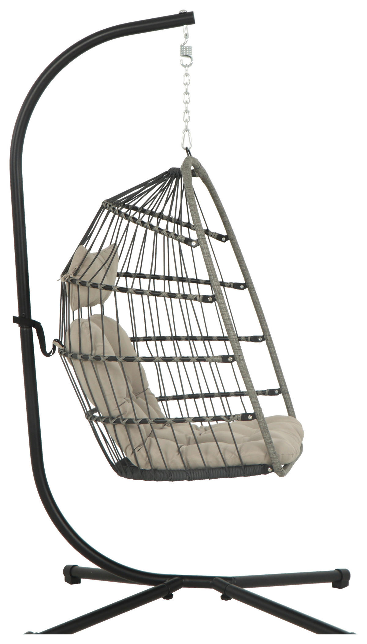 HÄNGESESSEL 100/198/100 cm Eisen  - Schwarz/Grau, Design, Kunststoff/Textil (100/198/100cm) - Ambia Garden