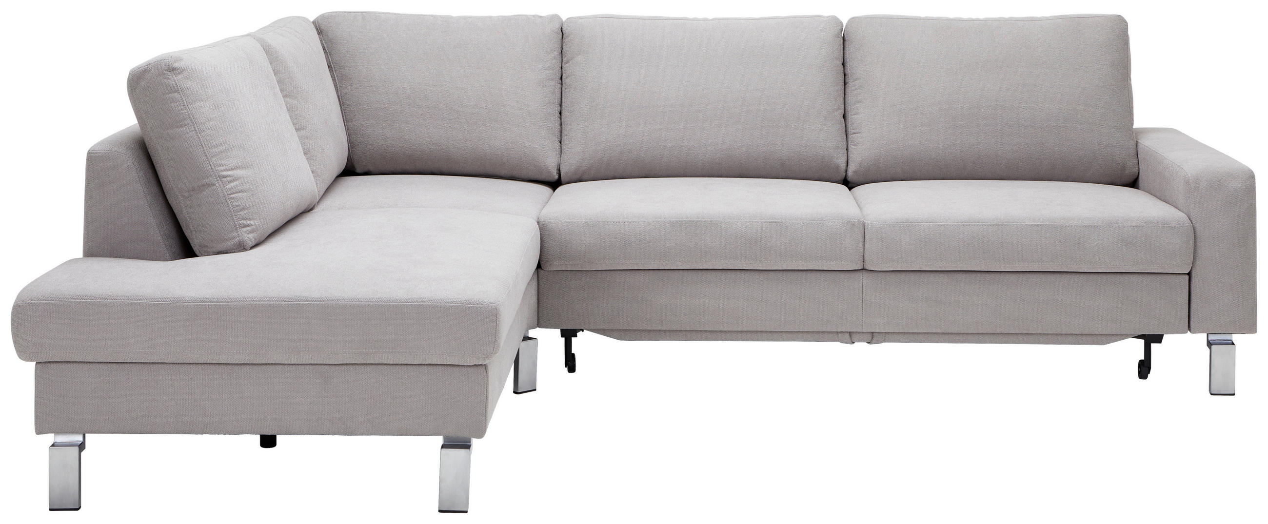 ECKSOFA in Flachgewebe Hellgrau  200/276 cm  - Chromfarben/Hellgrau, Design, Textil/Metall (200/276cm) - Hom`in