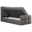 BOXBETT 90/200 cm,  in Dunkelgrau, gepolstertes Kopfteil, Bettkasten, Topper, H3 = fest  - Dunkelgrau/Schwarz, Design, Holzwerkstoff/Kunststoff (90/200cm) - Xora