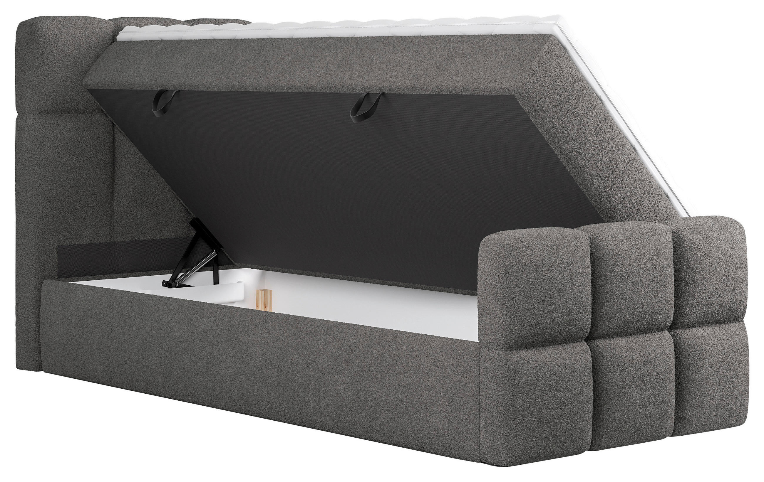 BOXBETT 90/200 cm  in Dunkelgrau  - Dunkelgrau/Schwarz, Design, Holzwerkstoff/Kunststoff (90/200cm) - Xora