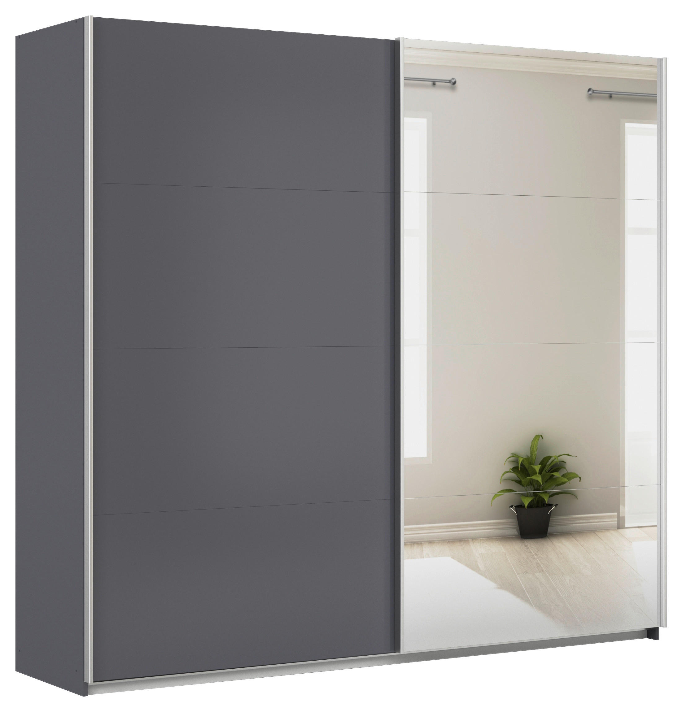 SCHWEBETÜRENSCHRANK  in Grau  - Alufarben/Grau, KONVENTIONELL, Glas/Holzwerkstoff (225/229/62cm) - Xora