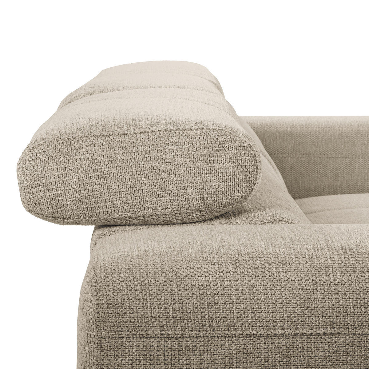ECKSOFA TORINO Taupe Chenille Bettkasten, Kopfteilverstellung  - Taupe/Schwarzchrom, Design, Textil/Metall (247/173cm) - Livetastic