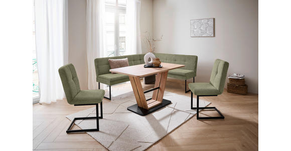 ECKBANK 213/155 cm  in Hellgrün  - Schwarz/Hellgrün, Design, Textil/Metall (213/155cm) - Novel