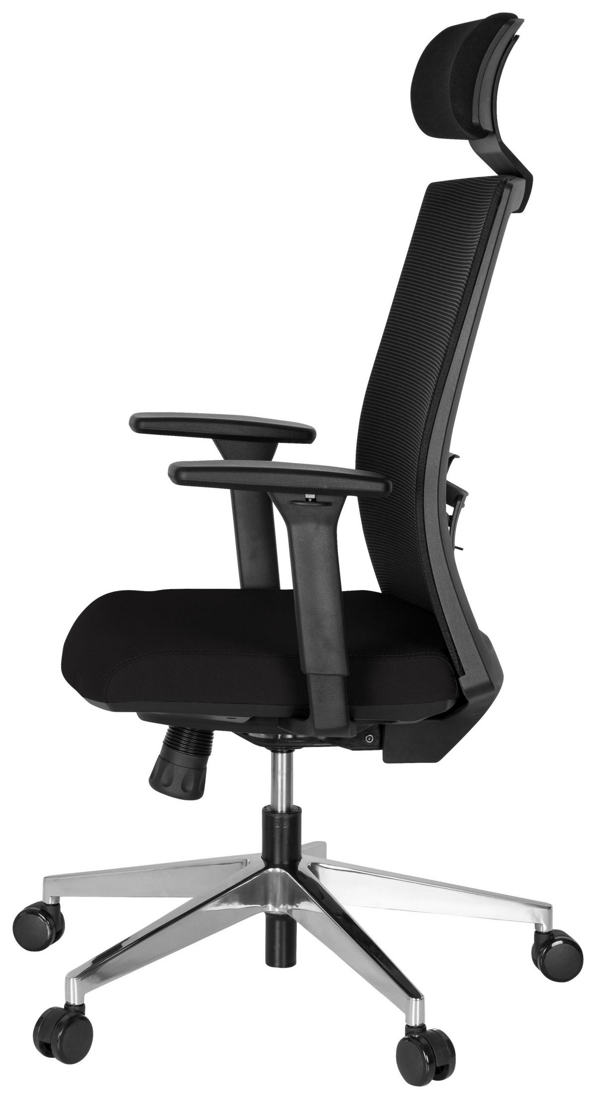 OTOČNÁ ŽIDLE, síťovina, plochá tkanina, černá - černá/barvy hliníku, Moderní, kov/textil (68/131/63cm) - MID.YOU