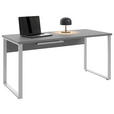 SCHREIBTISCH 70/160/75 cm  in Silberfarben, Dunkelgrau  - Dunkelgrau/Silberfarben, MODERN, Holzwerkstoff/Metall (70/160/75cm) - Novel