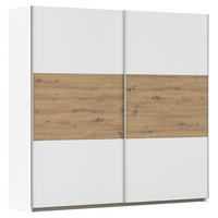 SCHWEBETÜRENSCHRANK 218/210/59 cm 2-türig Weiß, Eiche Artisan  - Alufarben/Weiß, KONVENTIONELL, Holzwerkstoff/Metall (218/210/59cm)