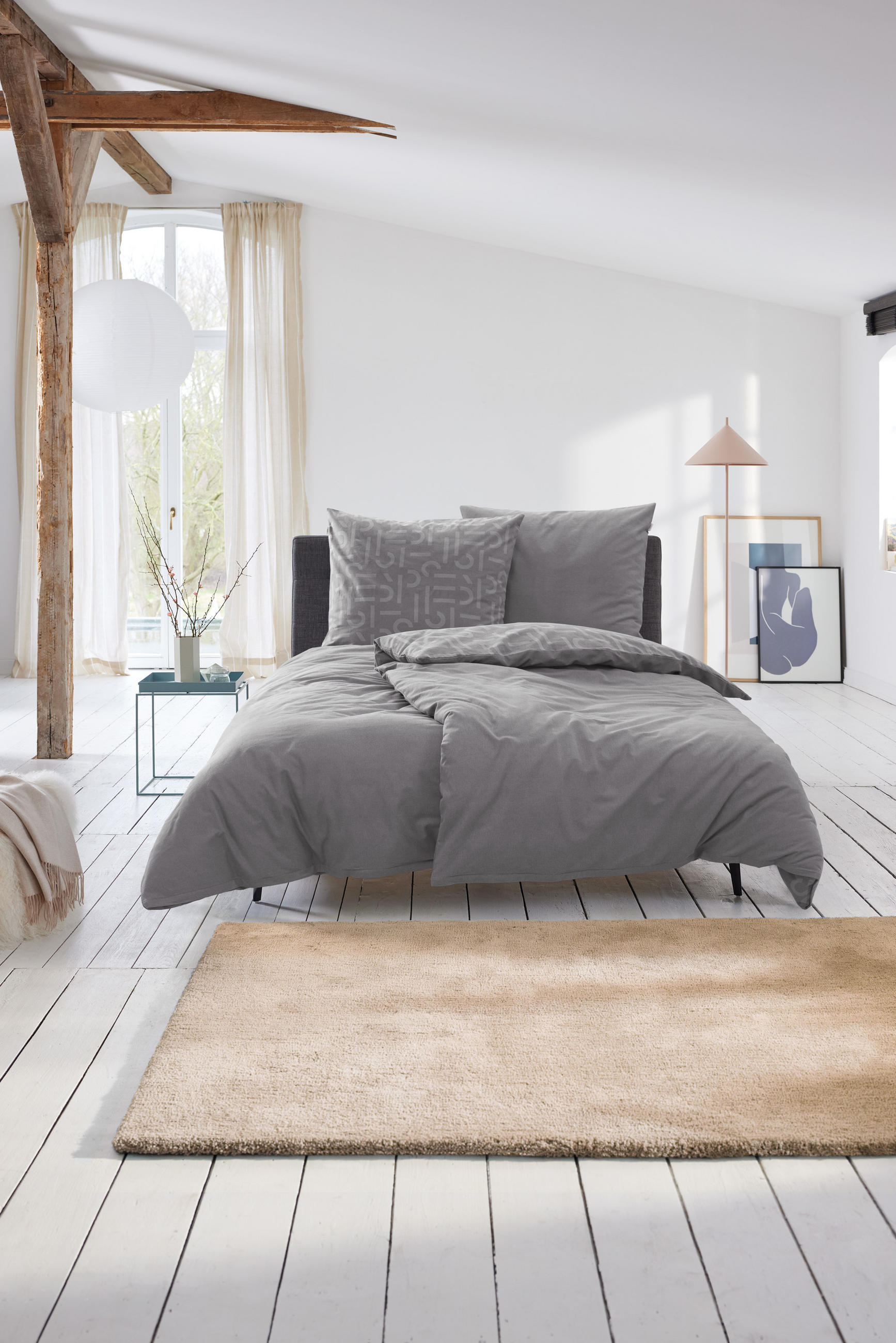 WENDEBETTWÄSCHE E-Scatter Big Flanell 135/200 cm  - Anthrazit/Grau, Basics, Textil (135/200cm) - Esprit