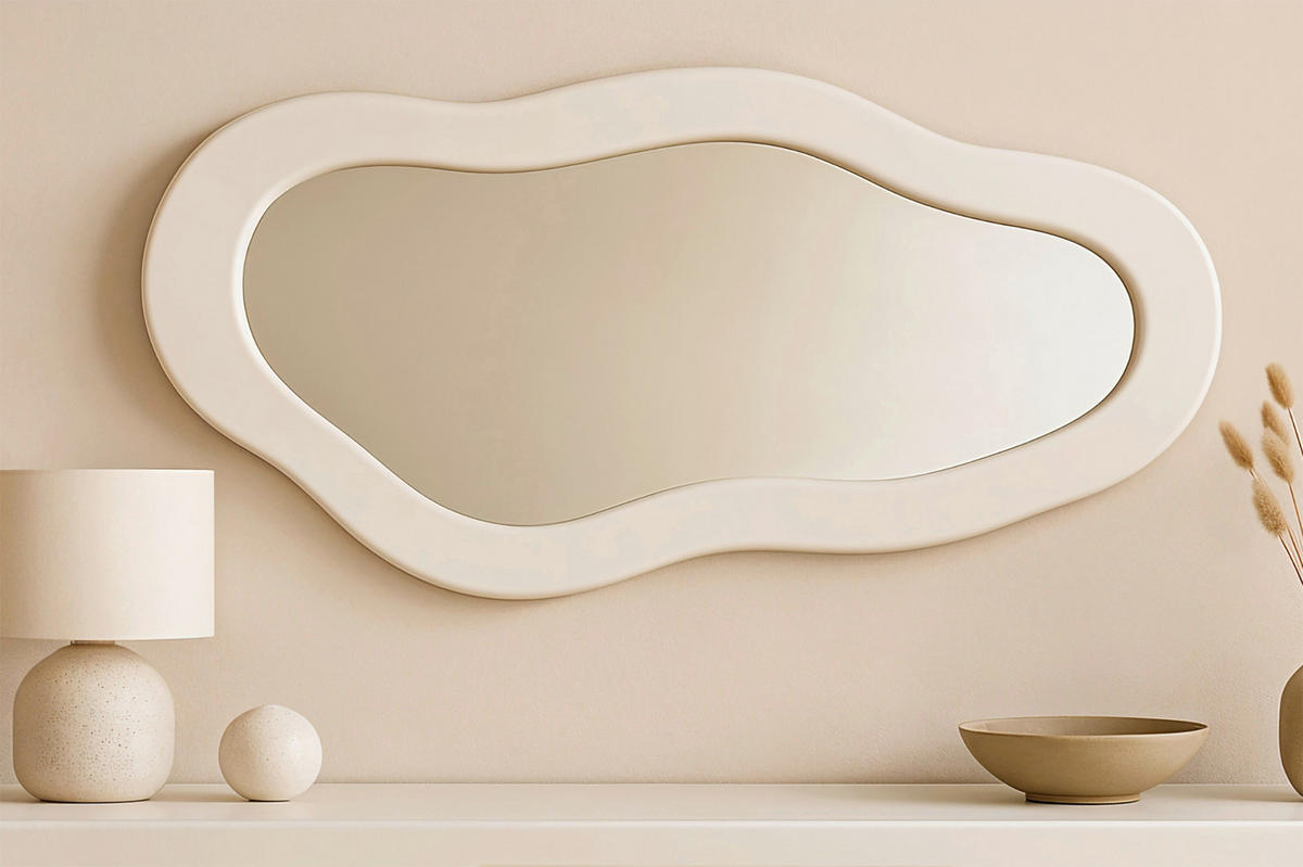 SPIEGEL 62/120/3 cm    in wellenförmig  - Weiß, Design, Glas/Holzwerkstoff (62/120/3cm) - MID.YOU