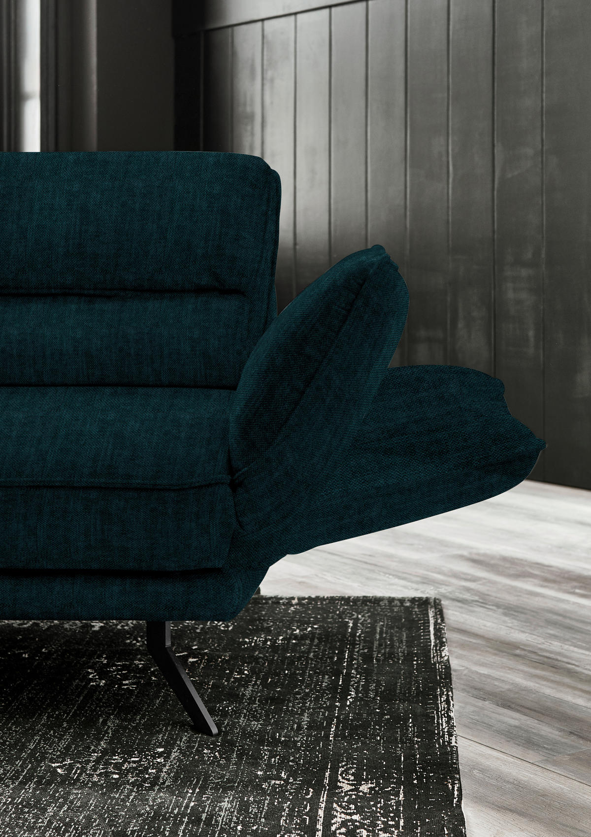 ECKSOFA in Velours Waldgrün  153/283 cm  - Waldgrün/Schwarz, Design, Textil/Metall (153/283cm) - Valdera