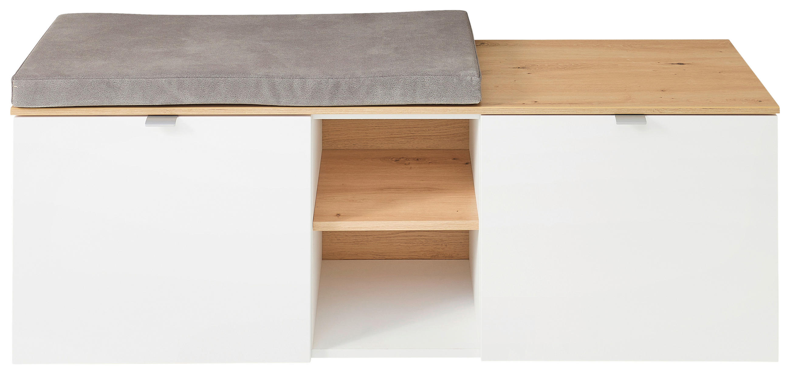 GARDEROBENBANK Bari  in 128/50/38 cm  - Silberfarben/Hellgrau, Design, Kunststoff/Textil (128/50/38cm)