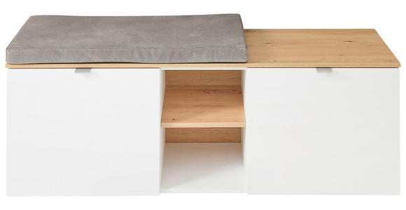 GARDEROBENBANK Bari  in 128/50/38 cm  - Silberfarben/Hellgrau, Design, Holzwerkstoff/Kunststoff (128/50/38cm) - Xora