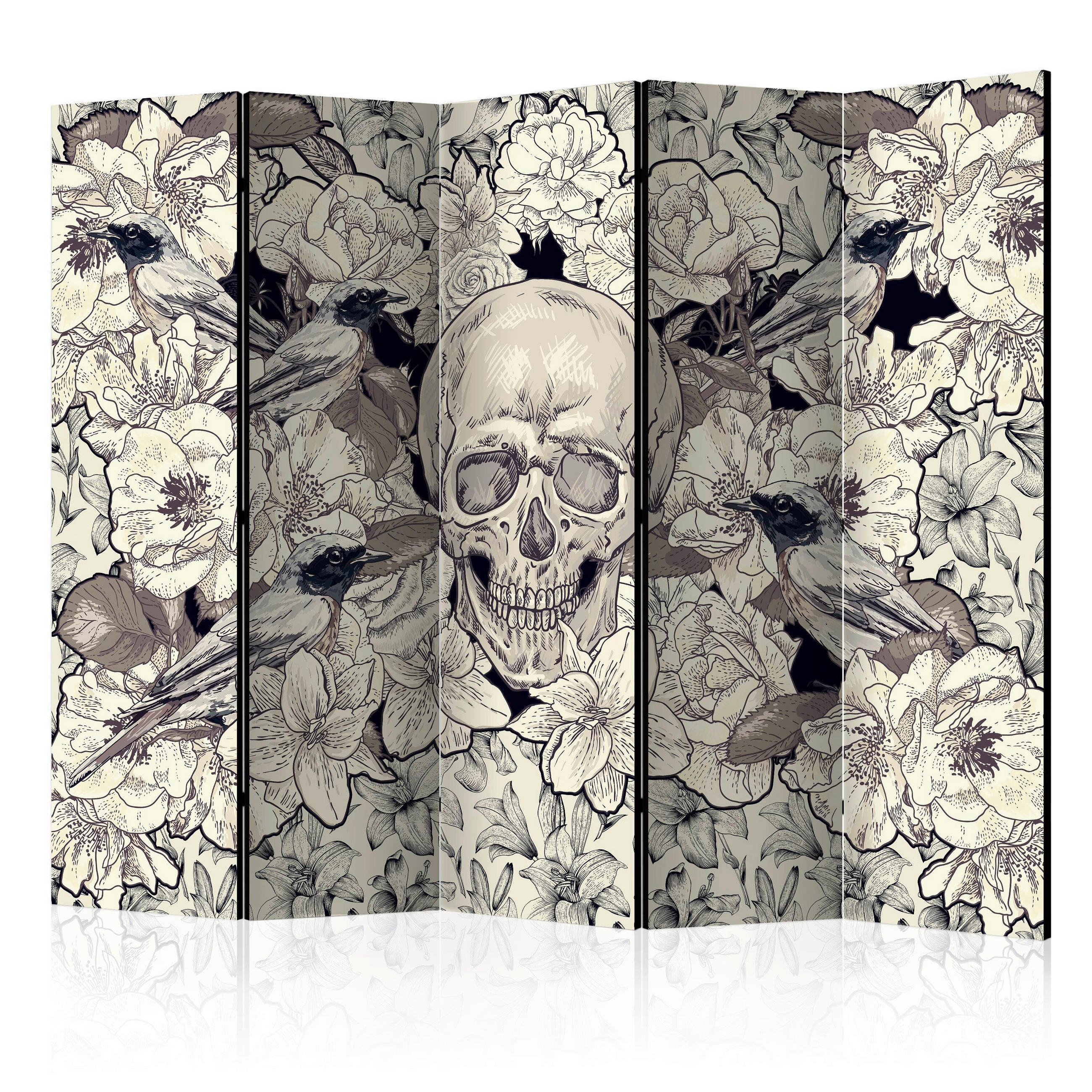 SKÄRMVÄGG  i trä, textil  grå, beige  - beige/grå, Basics, trä/textil (225/172/3cm) - artgeist