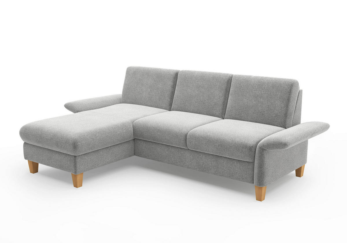 ECKSOFA ROCHELLE E Hellgrau Flachgewebe  - Eichefarben/Hellgrau, KONVENTIONELL, Holz/Textil (164/251cm) - Sit & More