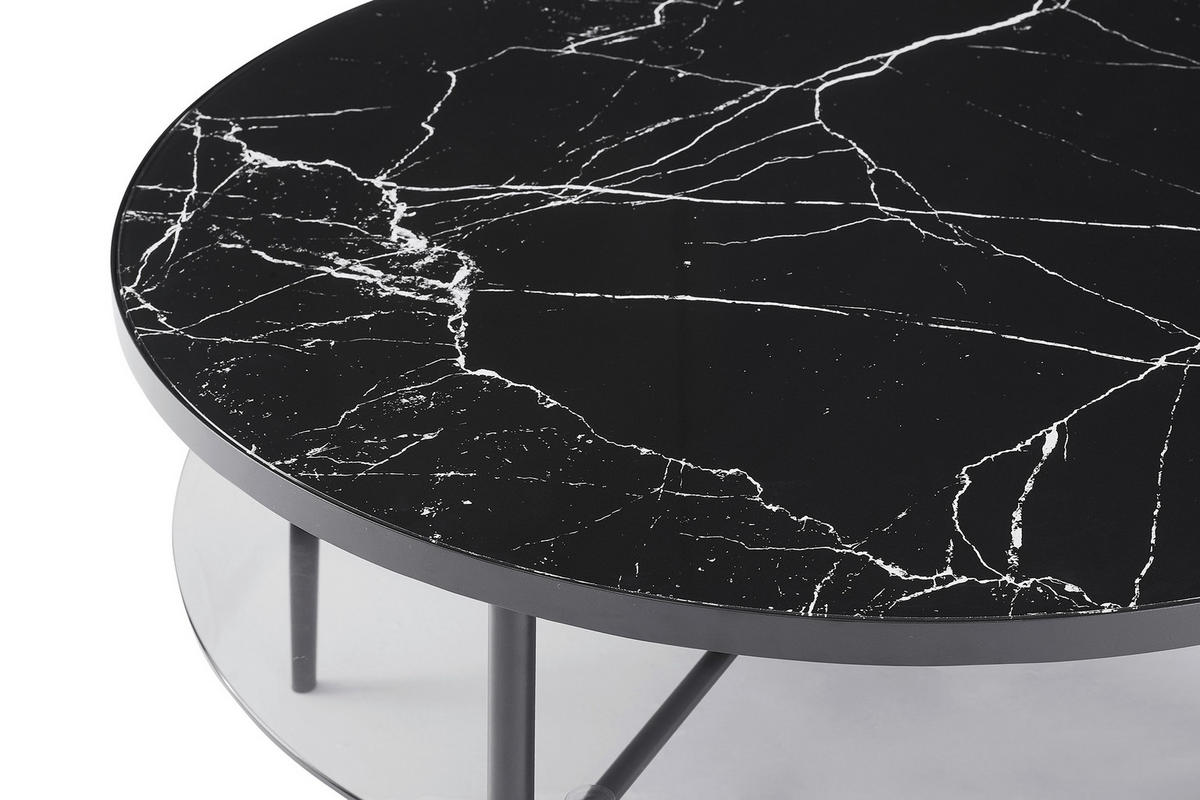 COUCHTISCH in Metall, Glas 81/81/45 cm  - Schwarz, Design, Glas/Metall (81/81/45cm) - Livetastic