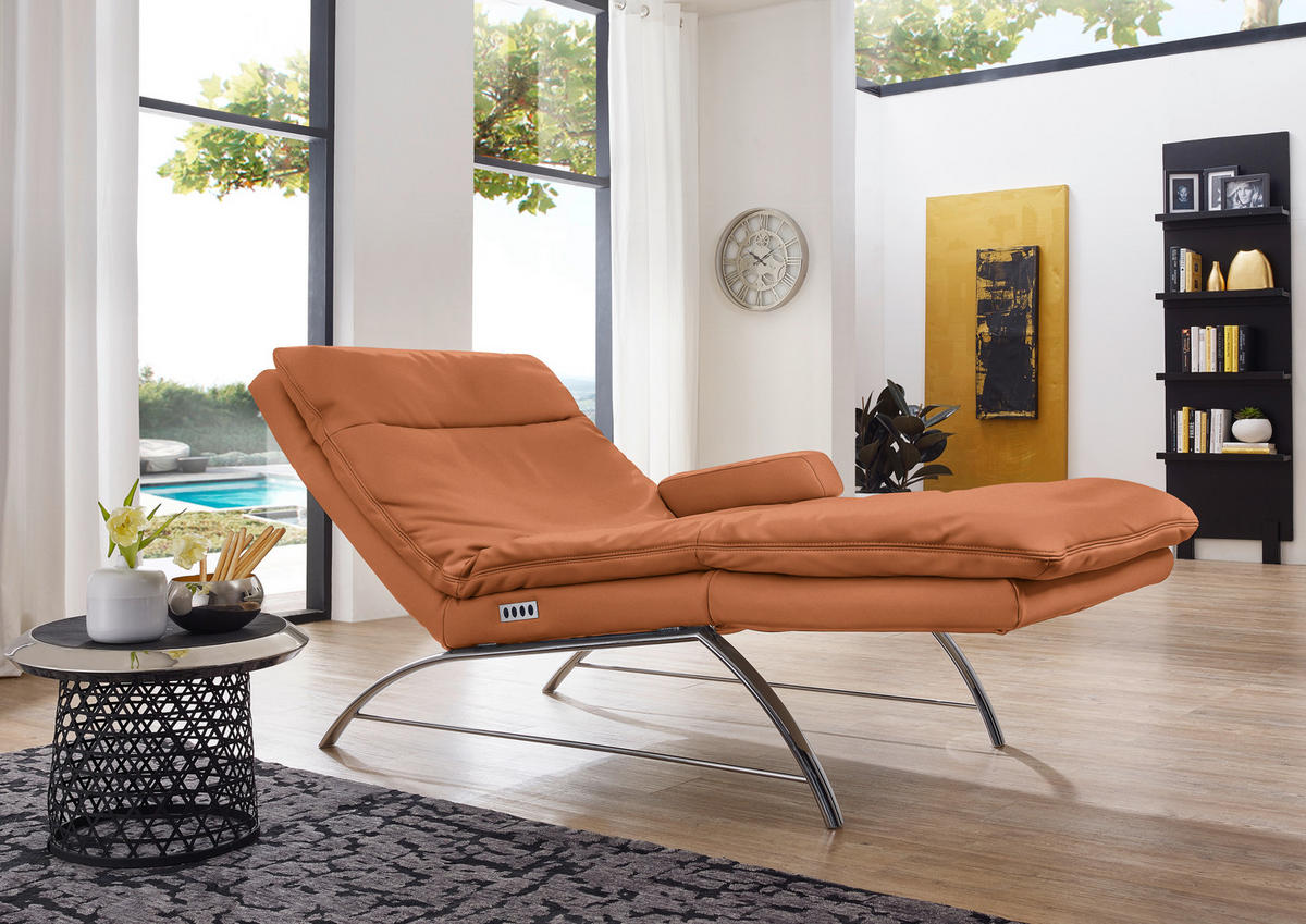 RELAXLIEGE in Echtleder Cognac  - Cognac/Alufarben, Basics, Leder (95/91/170cm) - Chilliano