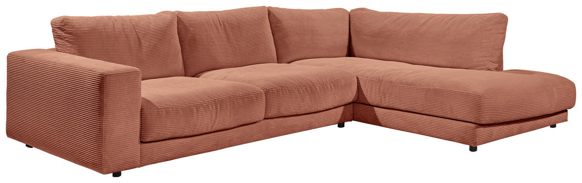 ECKSOFA in Cord Rostfarben  325/224 cm  - Rostfarben/Schwarz, Design, Kunststoff/Textil (325/224cm) - Hom`in