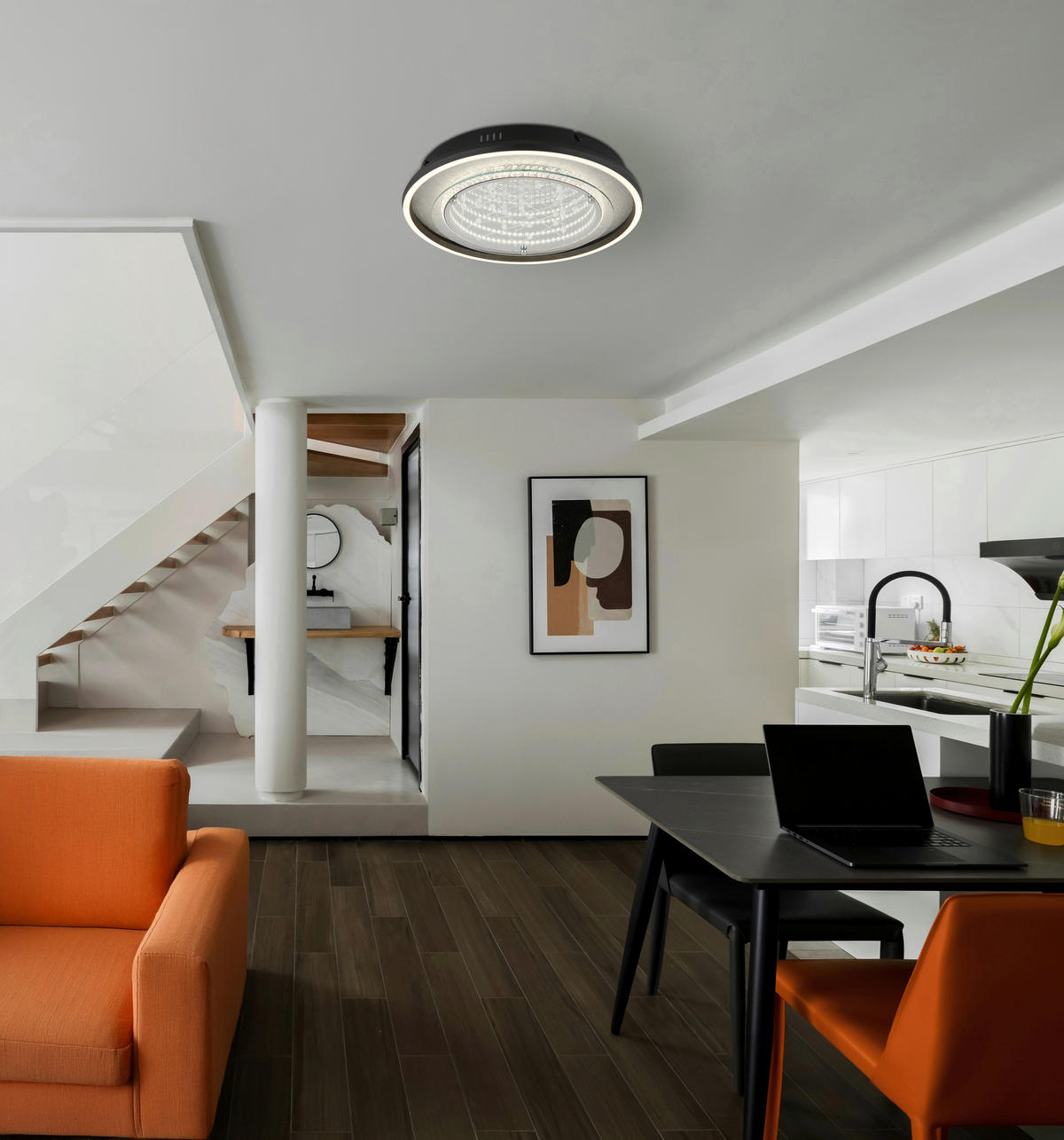 LED-DECKENLEUCHTE 40/6,8 cm   - Klar/Silberfarben, Design, Glas/Kunststoff (40/6,8cm) - Globo