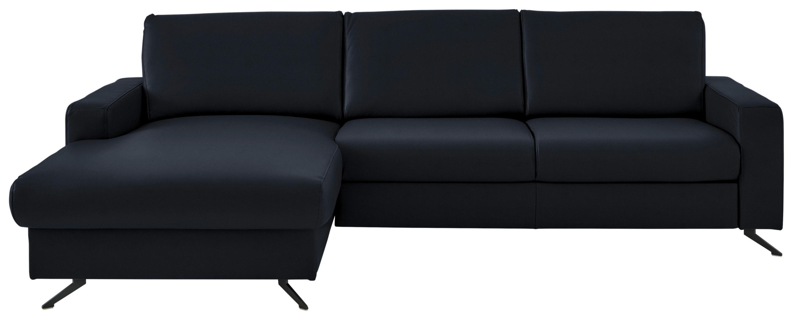 ECKSOFA in Echtleder Dunkelblau  165/267 cm  - Schwarz/Dunkelblau, Design, Leder/Metall (165/267cm) - Lomoco