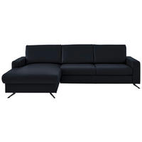 ECKSOFA in Echtleder Dunkelblau  165/267 cm  - Schwarz/Dunkelblau, Design, Leder/Metall (165/267cm) - Lomoco