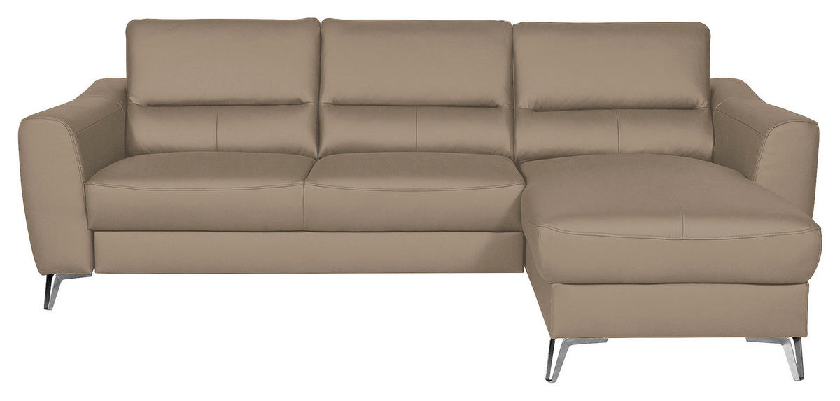 ECKSOFA in Lederlook Echtleder Sahara  241/168 cm  - Chromfarben/Sahara, Design, Leder/Textil (241/168cm) - Livetastic