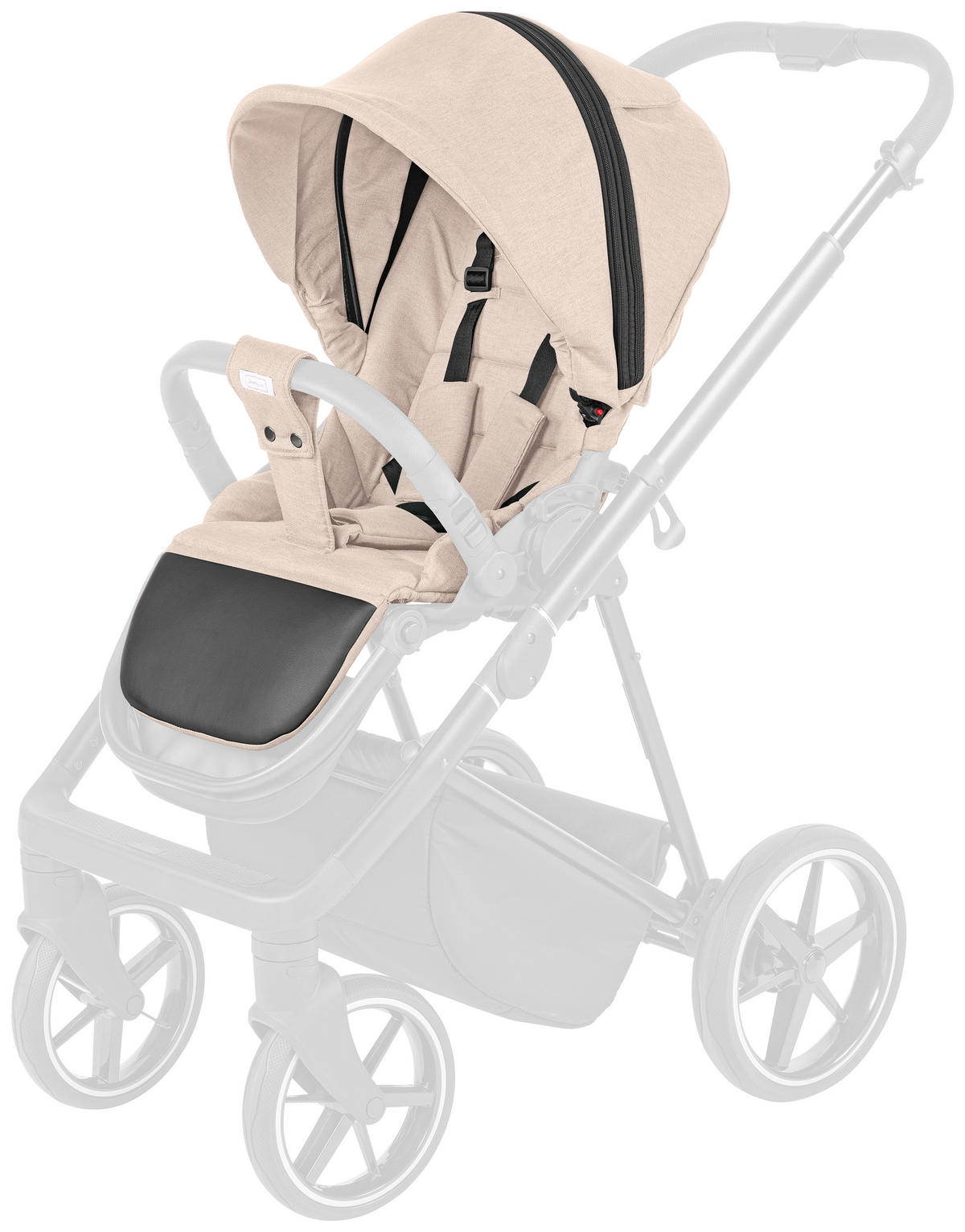 KINDERWAGENSET  - Taupe/Schwarz, Basics, Textil/Metall (57,5/116/101cm) - Jimmylee