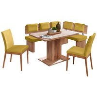 ECKBANKGRUPPE in Textil, Holzwerkstoff Eichefarben, Senfgelb  - Eichefarben/Senfgelb, KONVENTIONELL, Holzwerkstoff/Textil - Cantus