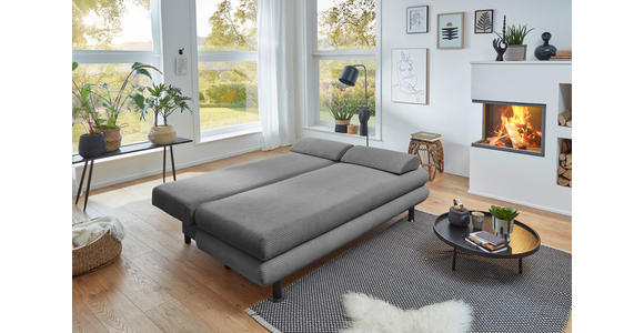 SCHLAFSOFA Cord Grau  - Schwarz/Grau, KONVENTIONELL, Kunststoff/Textil (196/77/92cm) - Carryhome