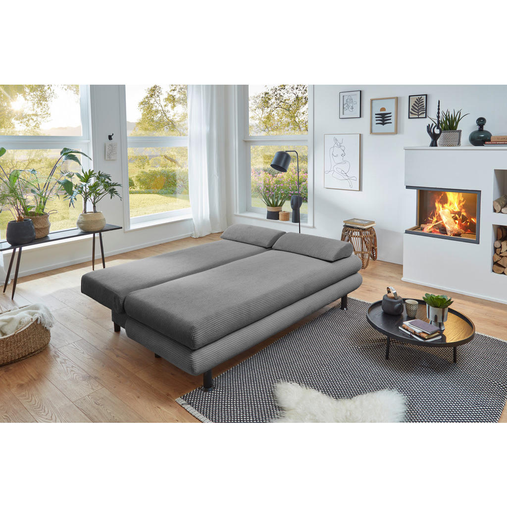 Thumbnail - Carryhome Schlafsofa, Grau, Textil, 2-Sitzer, Füllung: Polyester, Schaumstoffflocken,Polyester, Schaumstoffflocken, 196x...