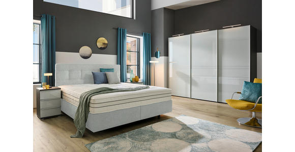 BOXSPRINGBETT 180/200 cm in Hellgrau - Hellgrau/Schwarz, Design, Kunststoff/Textil (180/200cm) - Esposa