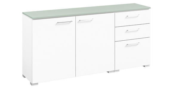 SIDEBOARD Weiß, Salbeigrün Einlegeboden, Abdeckplatte  - Edelstahlfarben/Salbeigrün, Design, Holzwerkstoff/Metall (150/72,8/41,9cm) - Cantus