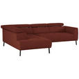 ECKSOFA in Chenille Rostfarben  205/280 cm  - Rostfarben/Schwarz, Design, Textil/Metall (205/280cm) - Xora