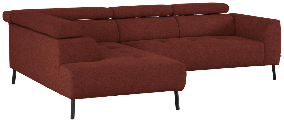 ECKSOFA in Chenille Rostfarben  205/280 cm  - Rostfarben/Schwarz, Design, Textil/Metall (205/280cm) - Xora