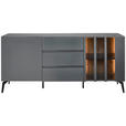 SIDEBOARD in 166/76,3/41,5 cm - Schwarz/Grau, Design, Glas/Holzwerkstoff (166/76,3/41,5cm) - Novel