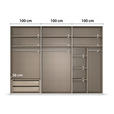 SCHWEBETÜRENSCHRANK 301/223/68 cm 3-türig Champagner  - Champagner/Alufarben, KONVENTIONELL, Holzwerkstoff/Metall (301/223/68cm) - Novel