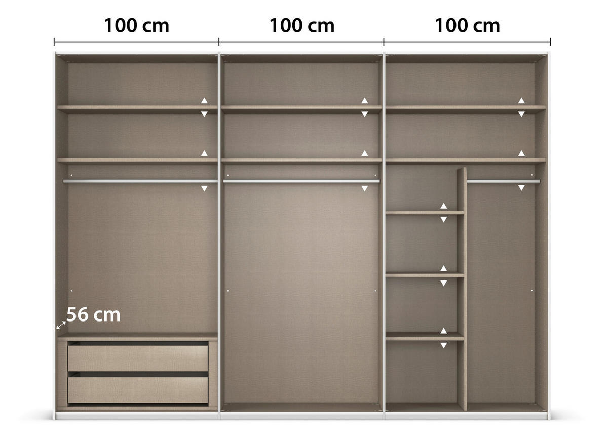 SCHWEBETÜRENSCHRANK in Grau  - Schwarz/Grau, Konventionell, Holzwerkstoff/Metall (301/223/68cm) - Novel