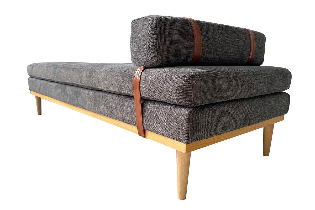 CHAISELONGUE Struktur Anthrazit  - Anthrazit/Naturfarben, MODERN, Holz/Textil (180/42/75cm) - Livetastic