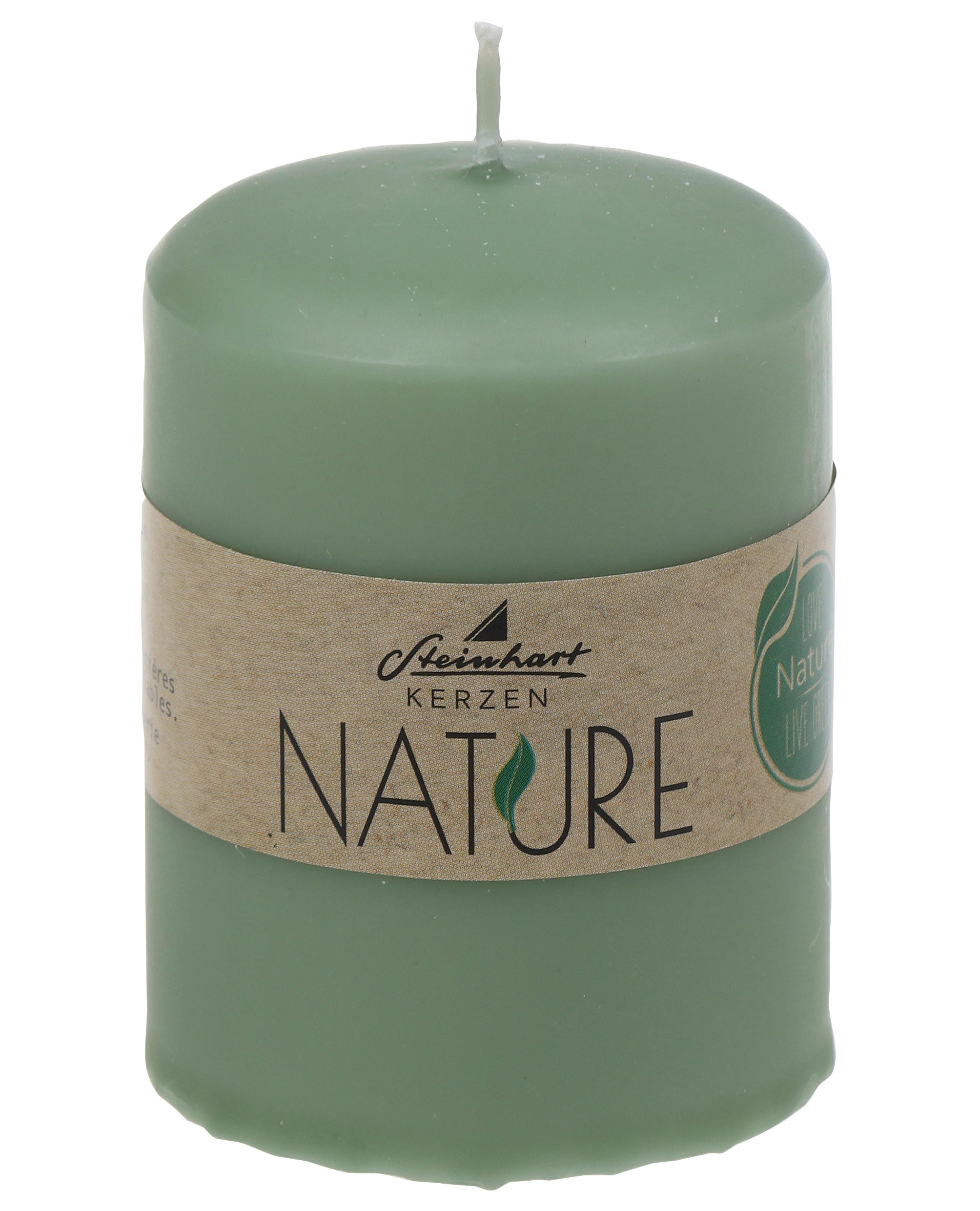 STUMPENKERZE  - Salbeigrün, Basics, Naturmaterialien (5,7/8,0cm) - Steinhart