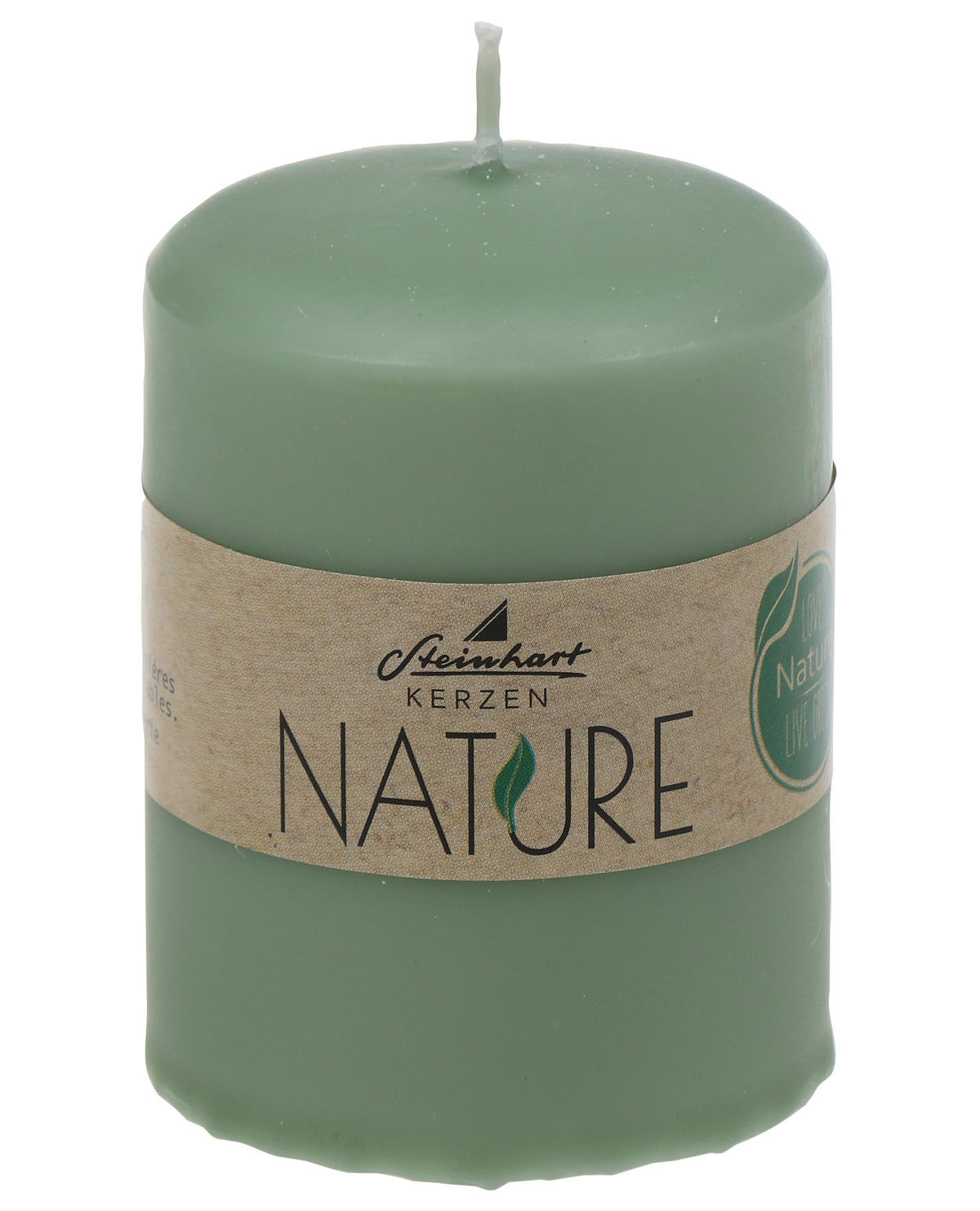 STUMPENKERZE  - Salbeigrün, Basics, Naturmaterialien (5,7/8,0cm) - Steinhart