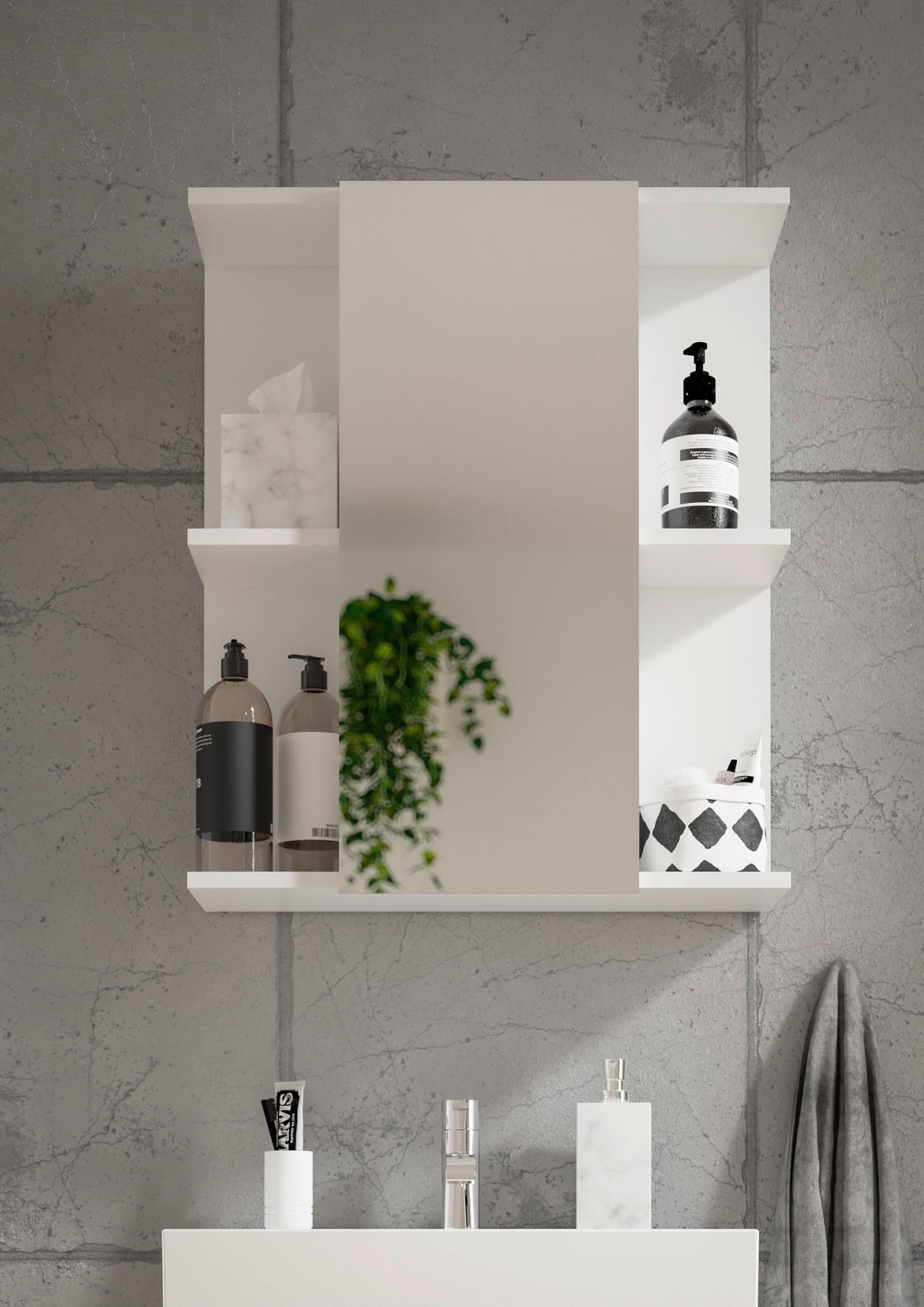 SPIEGELSCHRANK 60/71/20 cm  - Weiß, MODERN, Glas/Holzwerkstoff (60/71/20cm) - MID.YOU