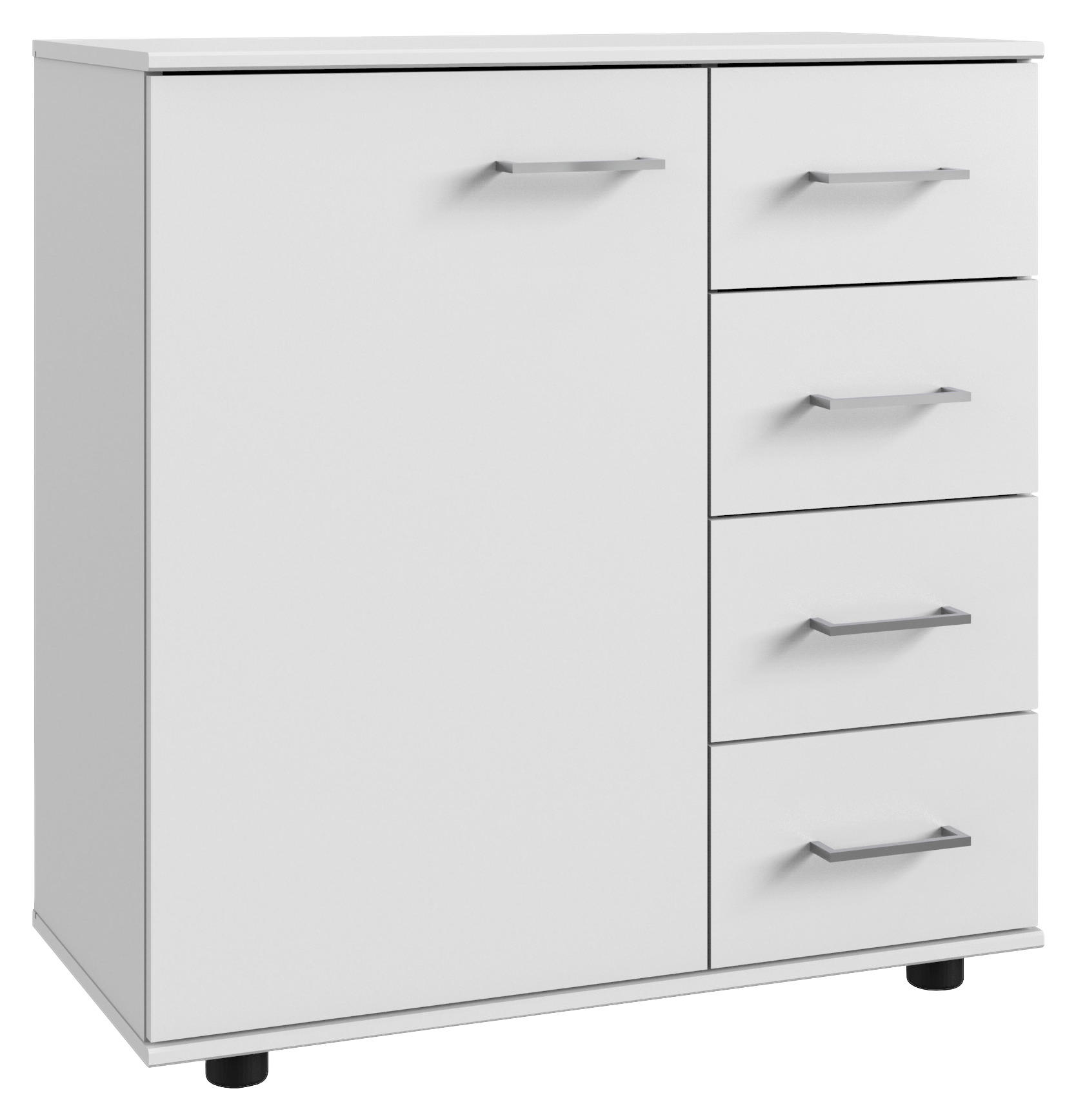 KOMODA, bela  - bela/barve aluminija, Moderno, umetna masa/leseni material (81/83/41cm) - Ti'me