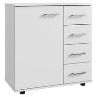 KOMODA, bela  - bela/barve aluminija, Moderno, umetna masa/leseni material (81/83/41cm) - Ti'me