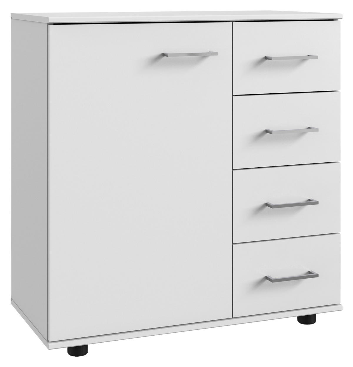 KOMODA, bela  - bela/barve aluminija, Moderno, umetna masa/leseni material (81/83/41cm) - Ti'me