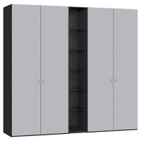 DREHTÜRENSCHRANK 241/220/59 cm 4-türig Schwarz, Hellgrau  - Silberfarben/Hellgrau, Design, Glas/Holzwerkstoff (241/220/59cm) - Jutzler