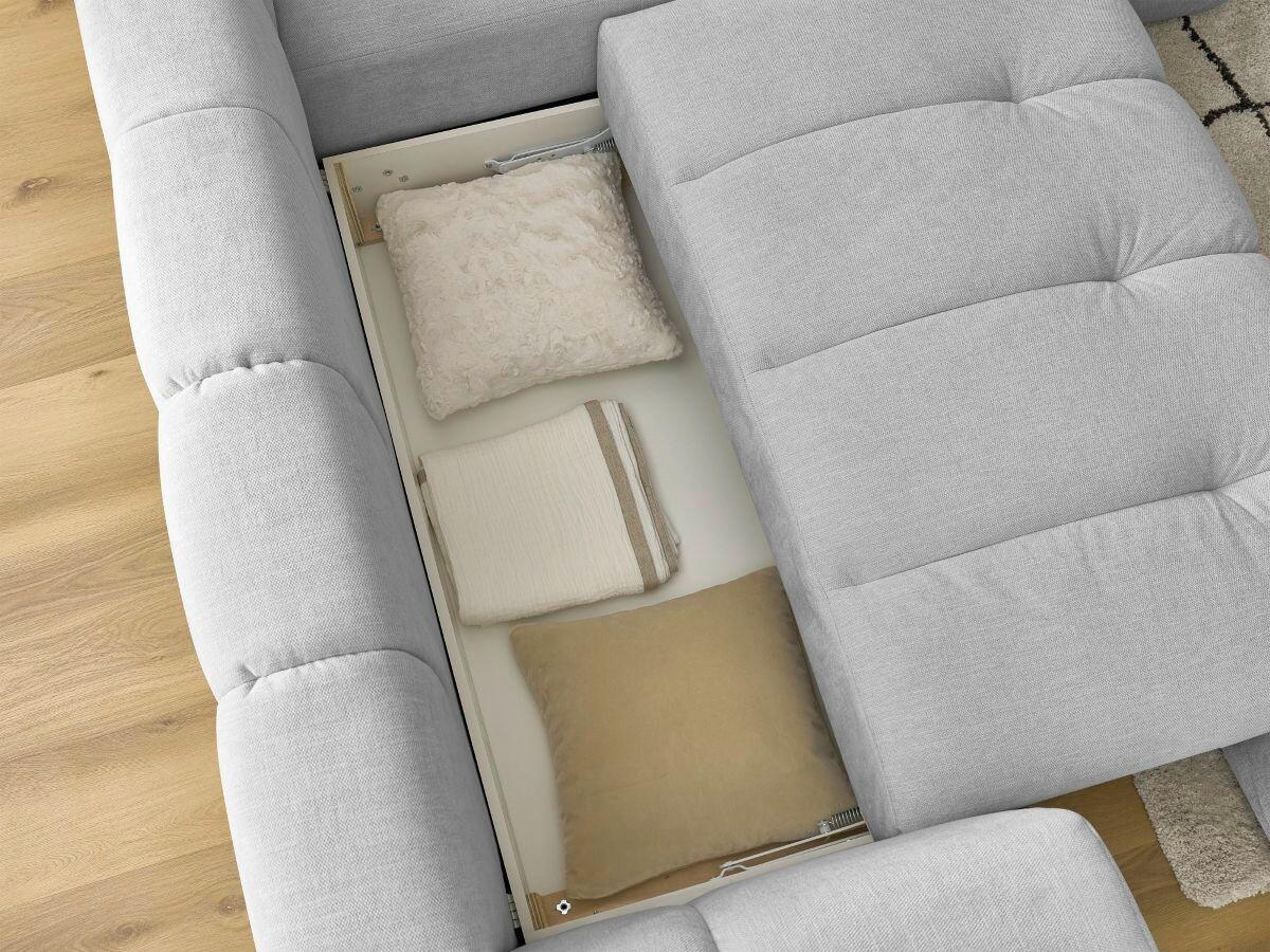 ECKSCHLAFSOFA FUJI Leinenoptik Hellgrau  inkl.  - Hellgrau/Schwarz, MODERN, Kunststoff/Textil (282/204cm)