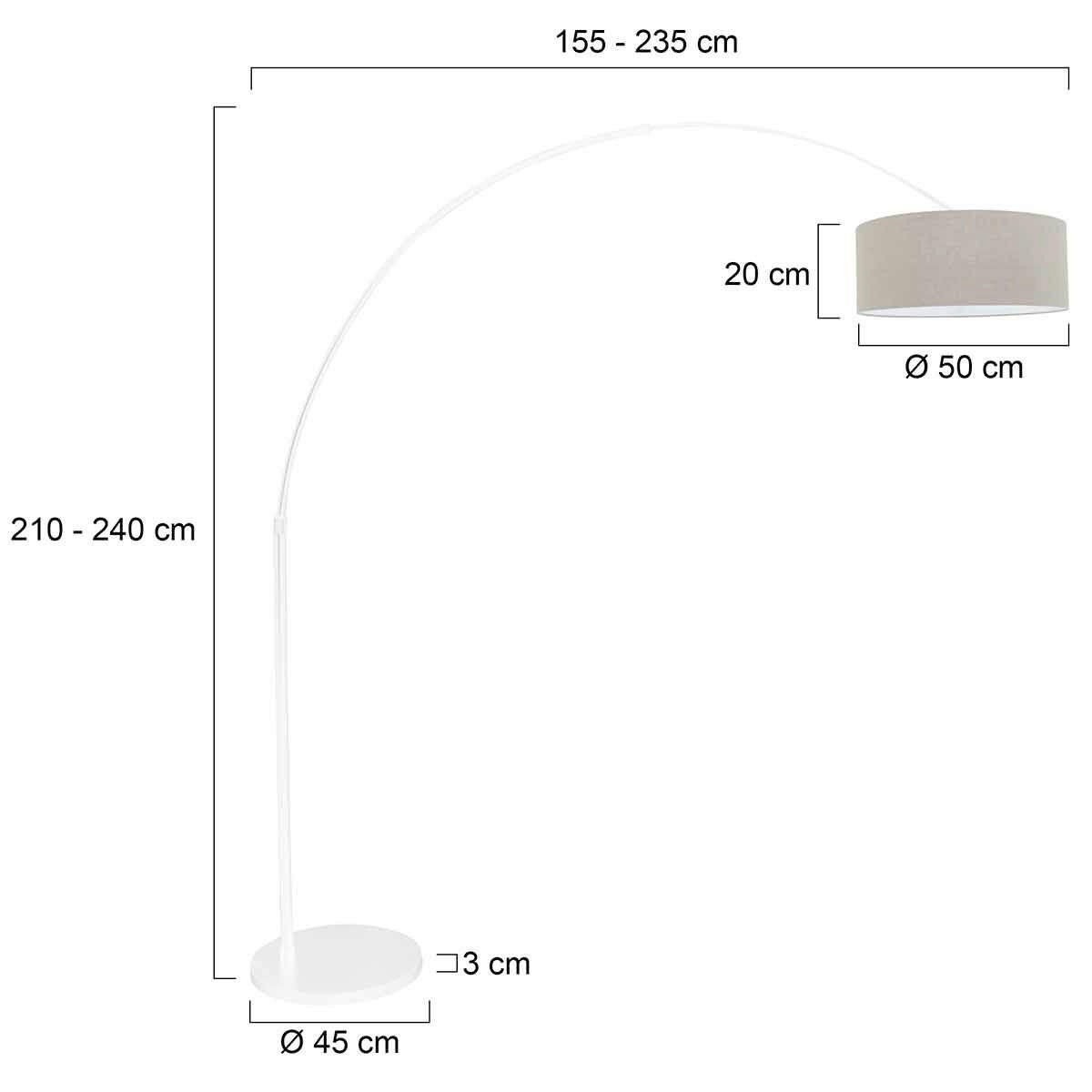 STEHLEUCHTE - Weiss/Grau, Trend, Textil/Metall (50/240/230cm)