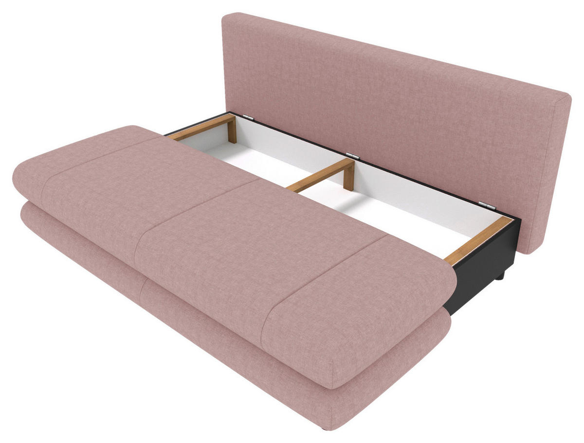 SCHLAFSOFA  mit Liegefunktion, Rücken echt Mikrofaser Rosa  - Schwarz/Rosa, KONVENTIONELL, Kunststoff/Textil (212/93/90cm) - Carryhome