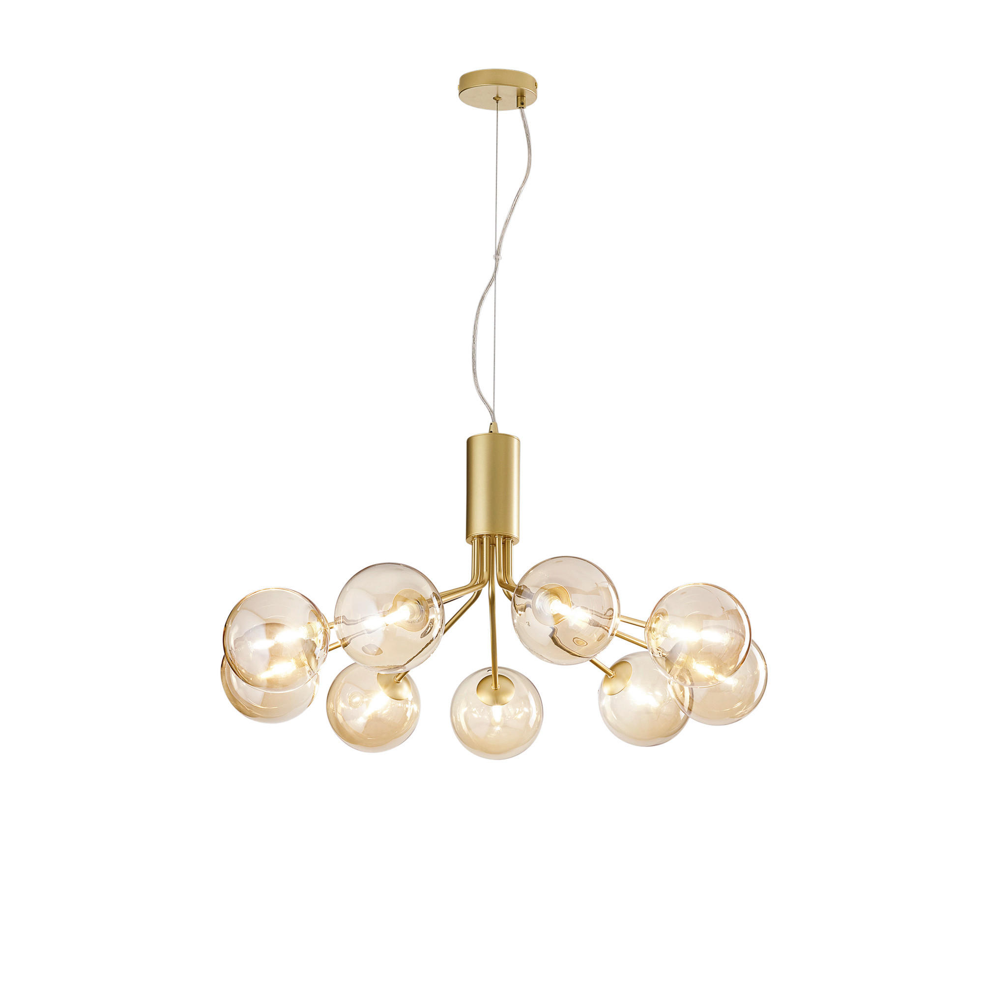 HÄNGELEUCHTE Luce Ambiente e Design 83,4/161 cm   - Champagner/Goldfarben, KONVENTIONELL, Glas/Metall (83,4/161cm)