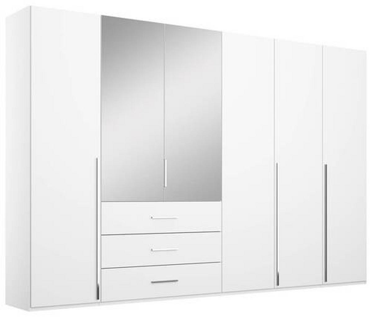 DREHTÜRENSCHRANK in Weiss  - Chromfarben/Weiss, Design, Glas/Holzwerkstoff (301/223/60cm) - home24